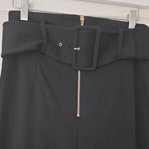 Marciano High Waist Black Leggings With Wide Belt And Front Zipper